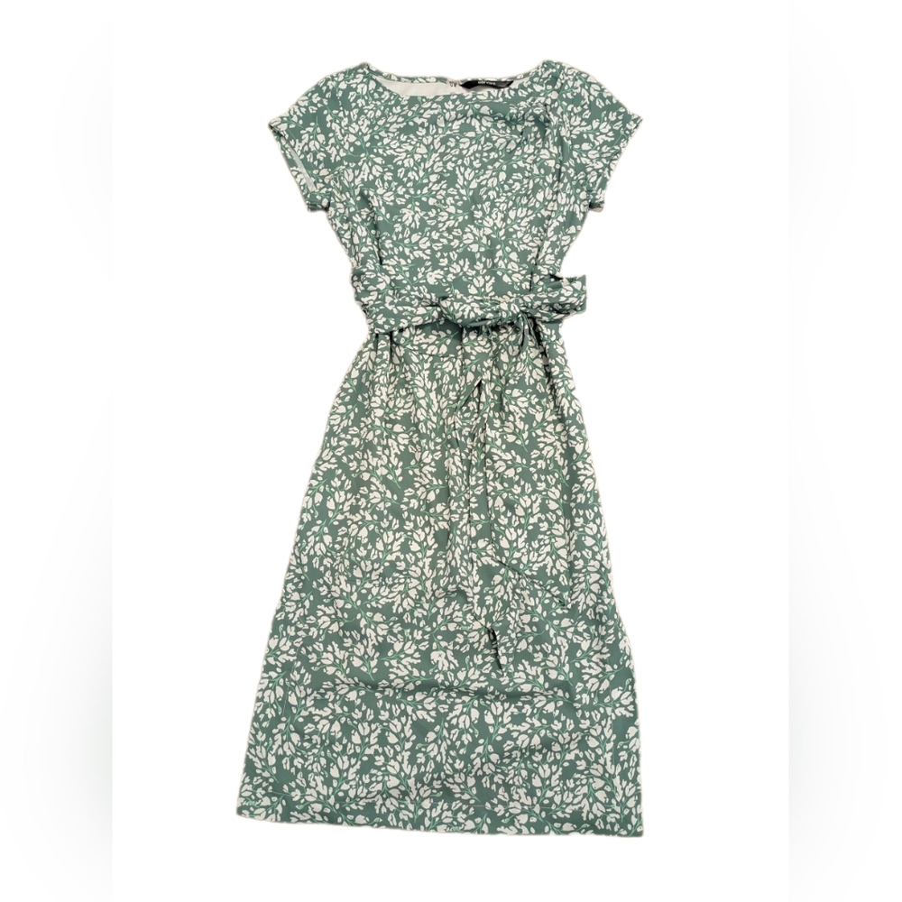 Tie Waist Crepe Vented Sheath Dress